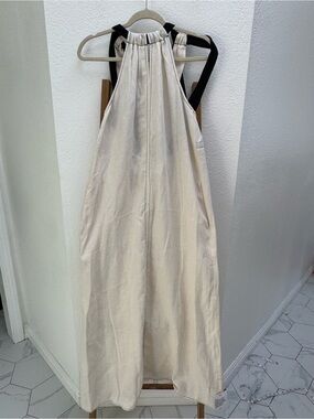 Topshop Cream Sleeveless Gathered-Neck Maxi Dress Size 4-6 Summer with  Pockets